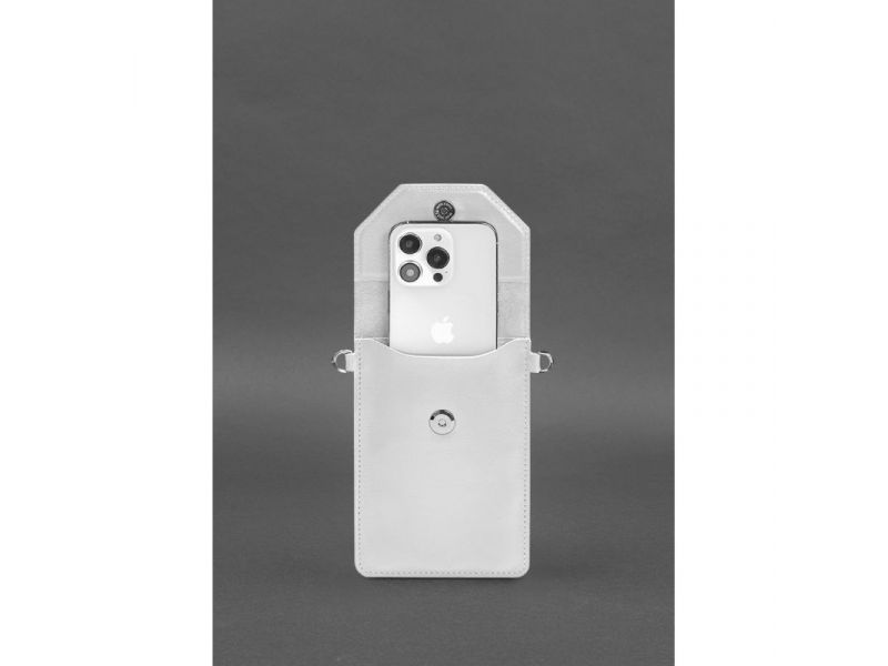 Кожаная сумка-чехол для телефона maxi Белая, фото 4