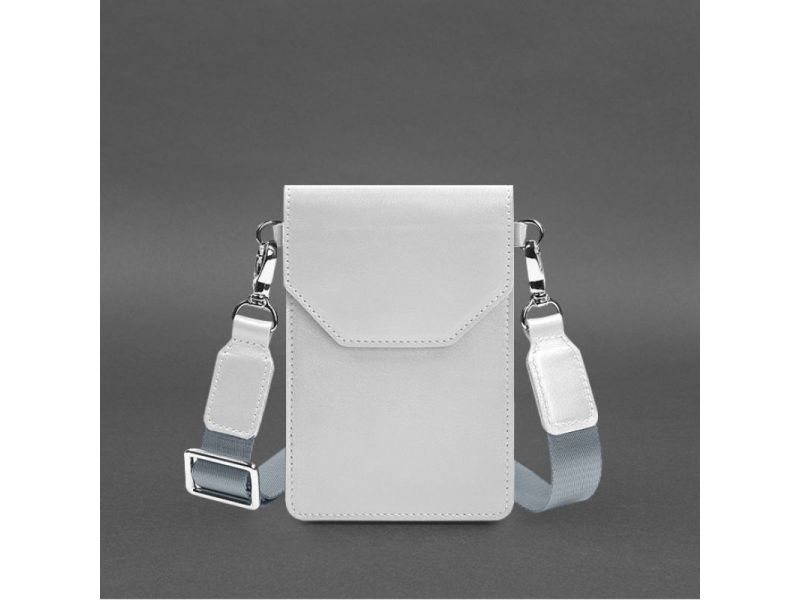 Кожаная сумка-чехол для телефона maxi Белая, фото 7