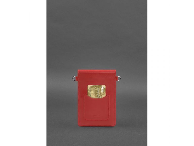 Кожаная сумка-чехол для телефона maxi Красная, фото 6