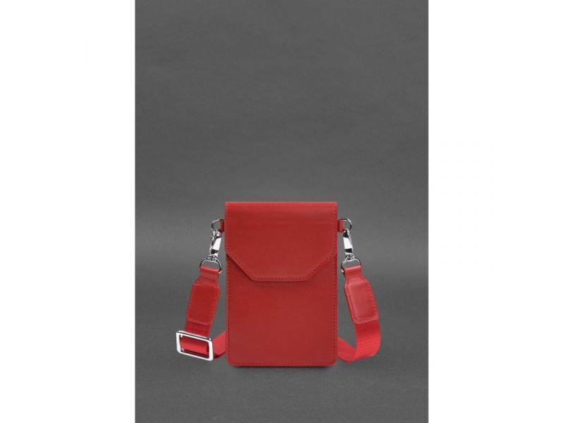 Кожаная сумка-чехол для телефона maxi Красная, фото 2