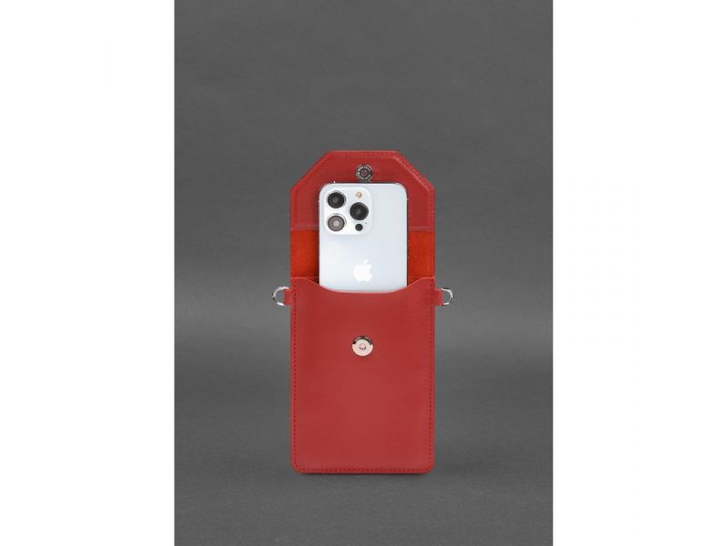 Кожаная сумка-чехол для телефона maxi Красная, фото 5