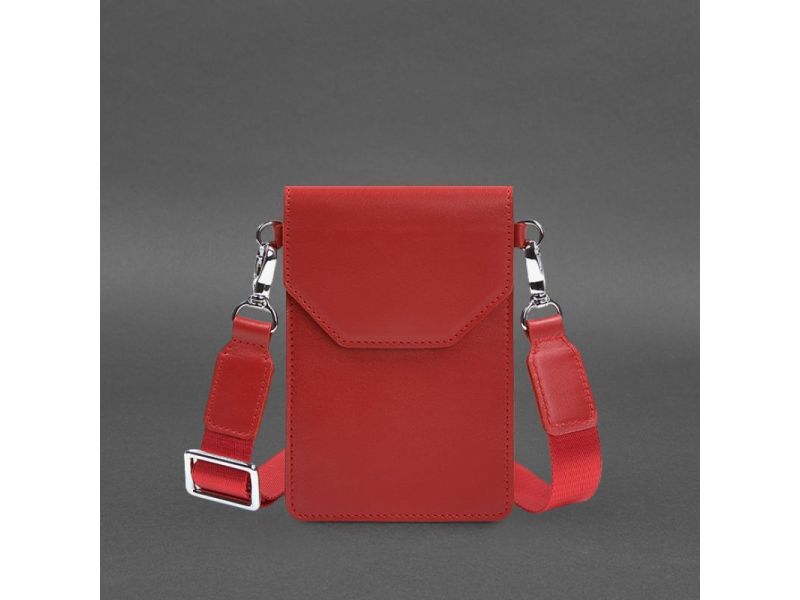 Кожаная сумка-чехол для телефона maxi Красная, фото 10