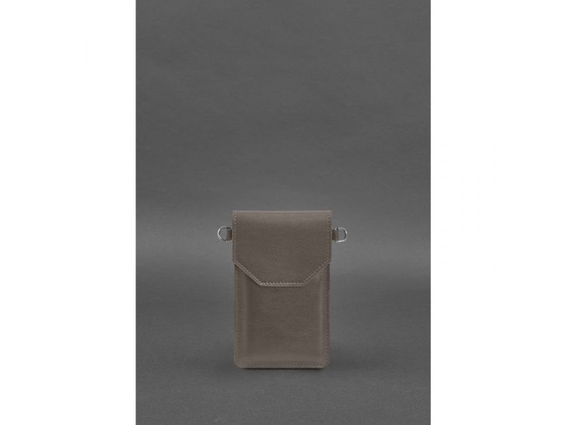 Кожаная сумка-чехол для телефона темно-бежевая, фото 3