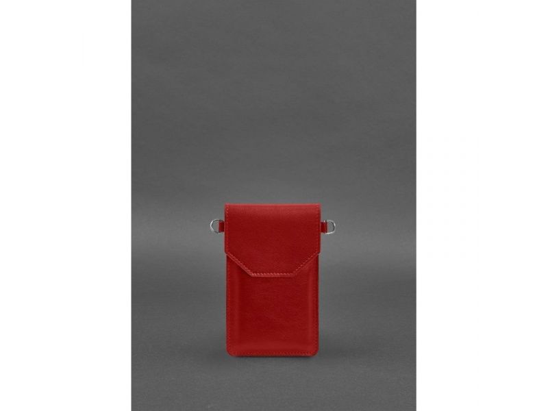 Кожаная сумка-чехол для телефона красная, фото 3