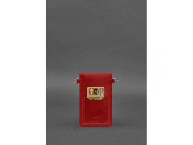 Кожаная сумка-чехол для телефона красная, фото 5