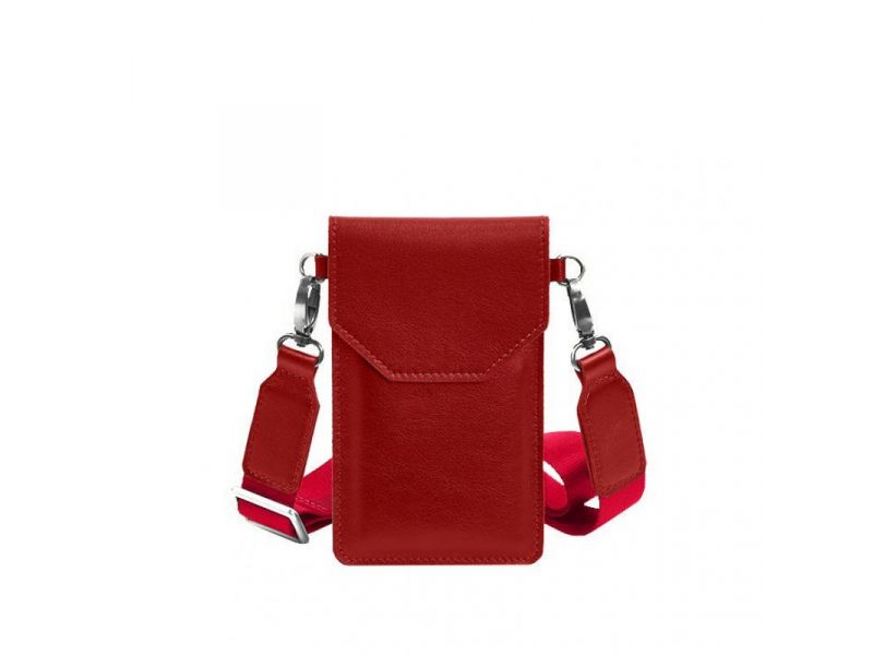 Кожаная сумка-чехол для телефона красная, фото 7