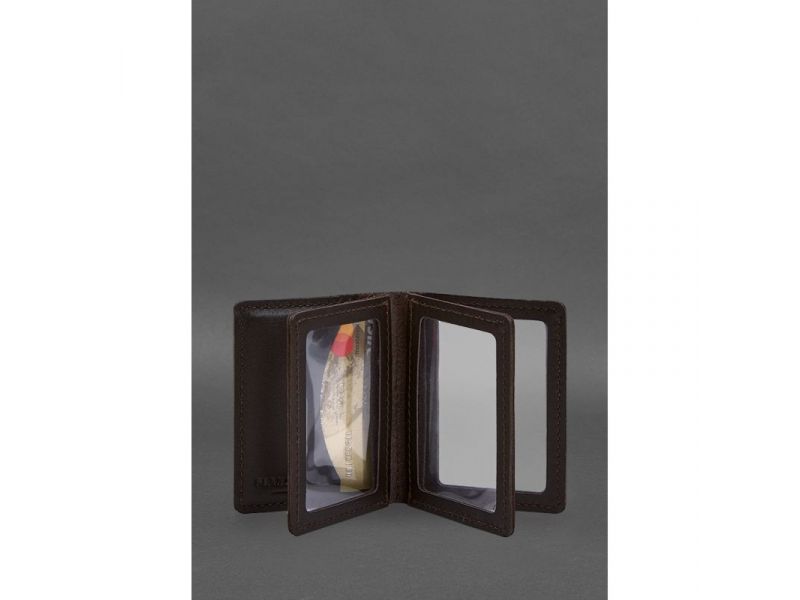 Кожаная обложка для водительского удостоверения, ID и пластиковых карт 2.1 коричневая, фото 4