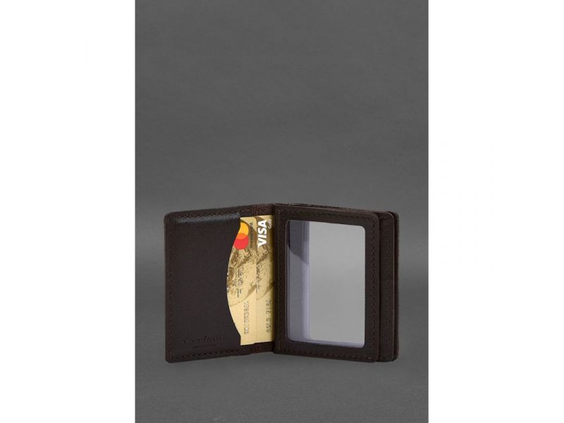 Кожаная обложка для водительского удостоверения, ID и пластиковых карт 2.1 коричневая, фото 5