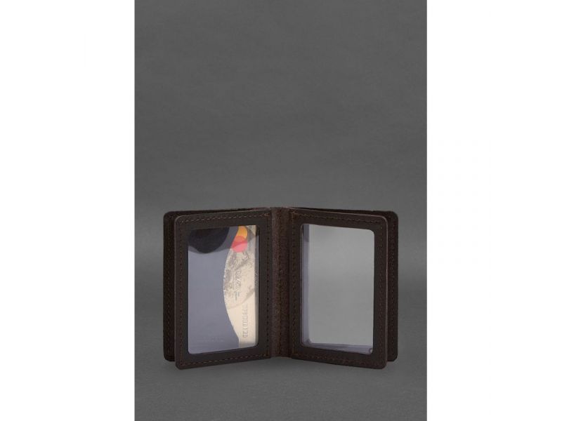 Кожаная обложка для водительского удостоверения, ID и пластиковых карт 2.1 коричневая, фото 7