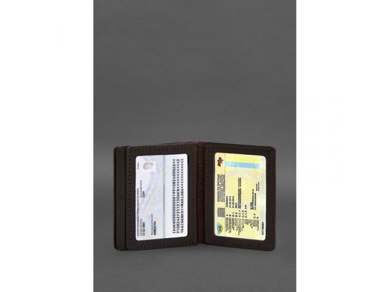 Кожаная обложка для водительского удостоверения, ID и пластиковых карт 2.1 коричневая, фото 9
