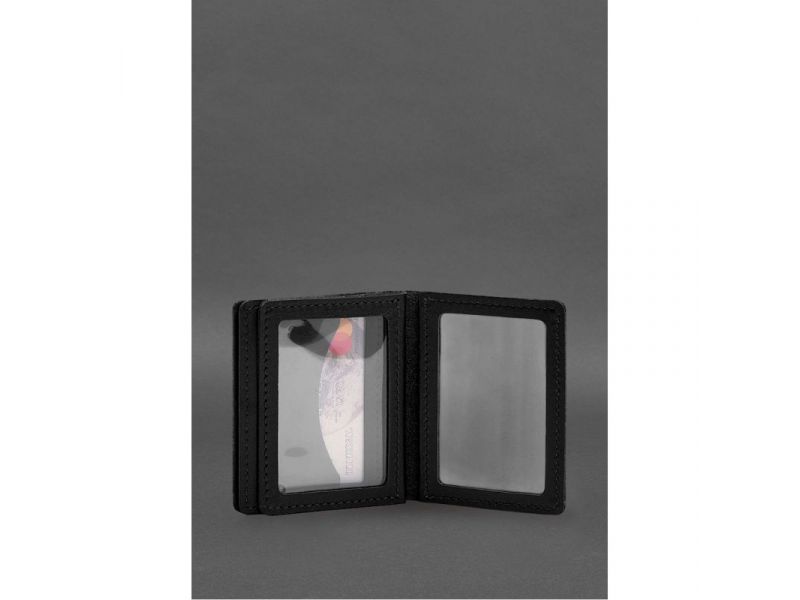 Кожаная обложка для водительского удостоверения, ID и пластиковых карт 2.1 черная, фото 8