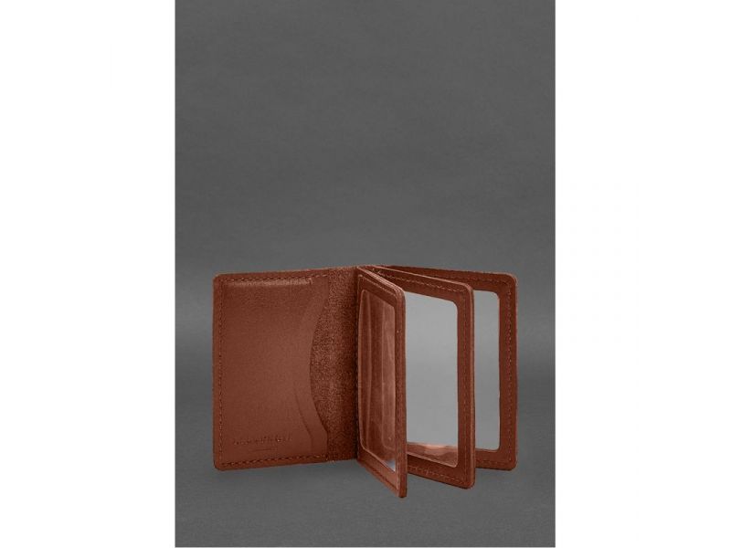 Кожаная обложка для водительского удостоверения, ID и пластиковых карт 2.1 светло-коричневая, фото 2