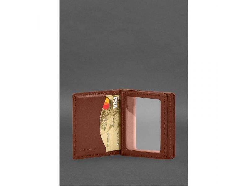 Кожаная обложка для водительского удостоверения, ID и пластиковых карт 2.1 светло-коричневая, фото 5