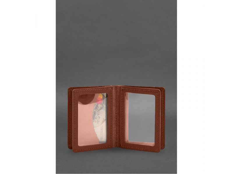 Кожаная обложка для водительского удостоверения, ID и пластиковых карт 2.1 светло-коричневая, фото 7