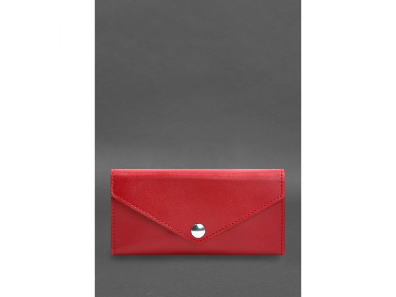 Кожаный  клатч (портмоне) на кнопке 5.0 красный краст, фото 1