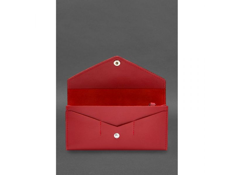 Кожаный  клатч (портмоне) на кнопке 5.0 красный краст, фото 2