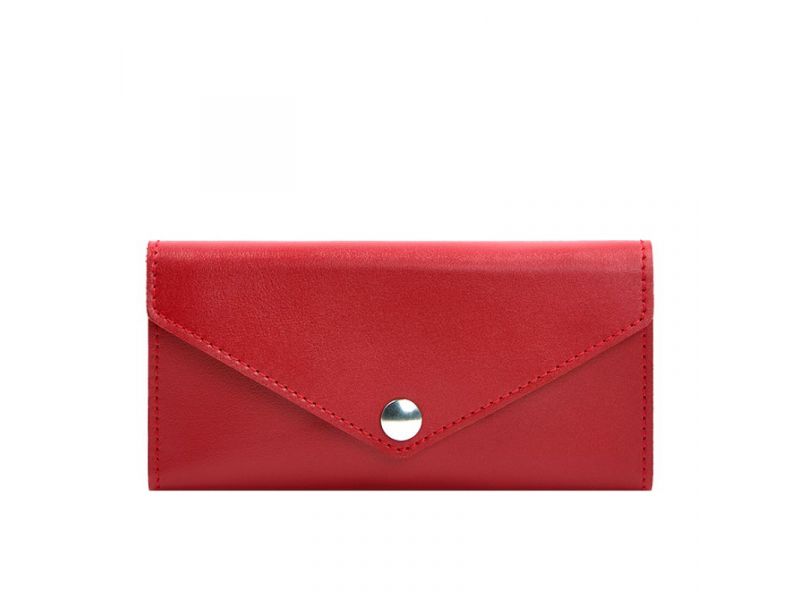 Кожаный  клатч (портмоне) на кнопке 5.0 красный краст, фото 9