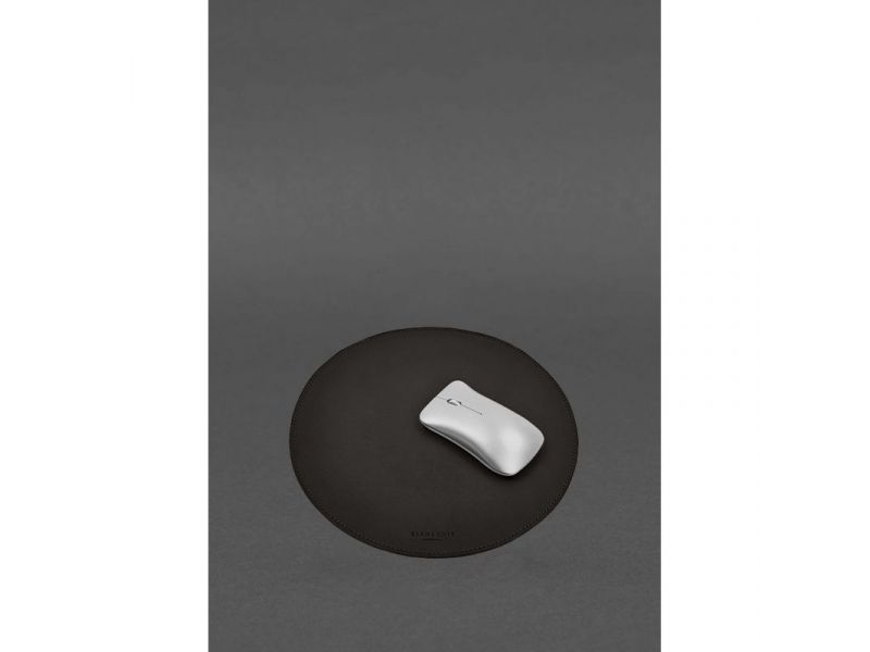 Круглый коврик для мышки из натуральной кожи темно-коричневый краст, фото 3