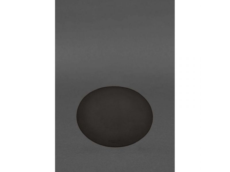 Круглый коврик для мышки из натуральной кожи темно-коричневый краст, фото 2