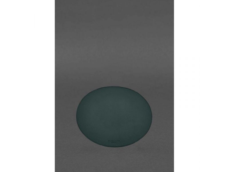 Круглый коврик для мышки из натуральной кожи зеленый краст, фото 2