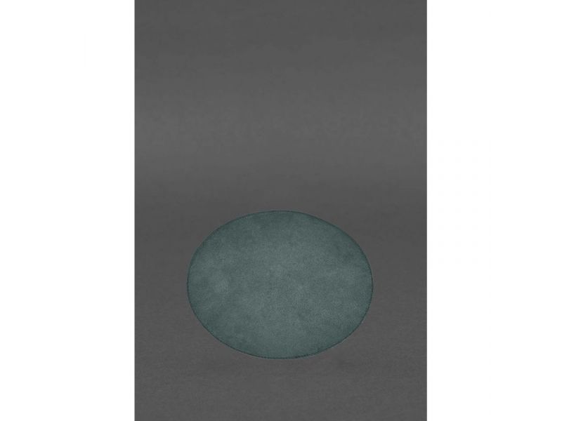 Круглый коврик для мышки из натуральной кожи зеленый краст, фото 4