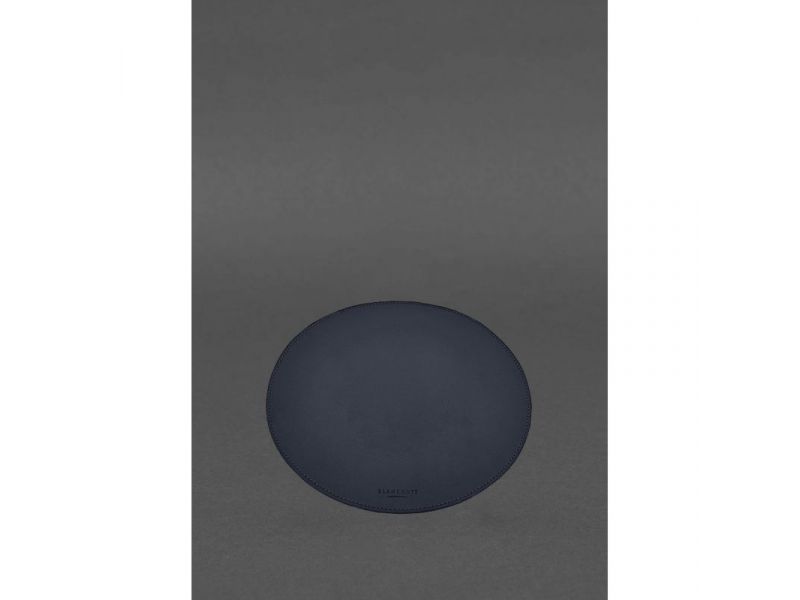 Круглый коврик для мышки из натуральной кожи синий краст, фото 2