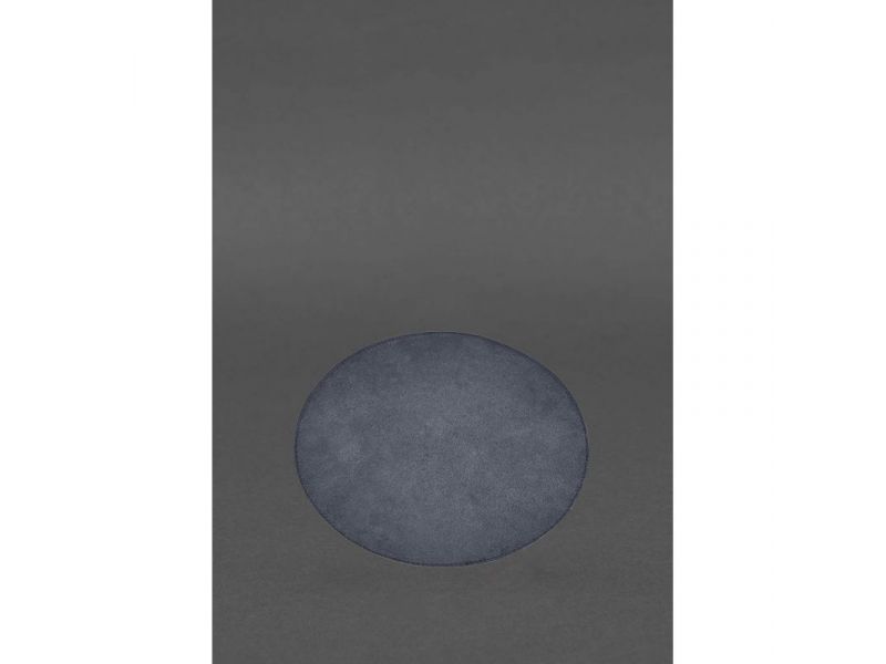 Круглый коврик для мышки из натуральной кожи синий краст, фото 4