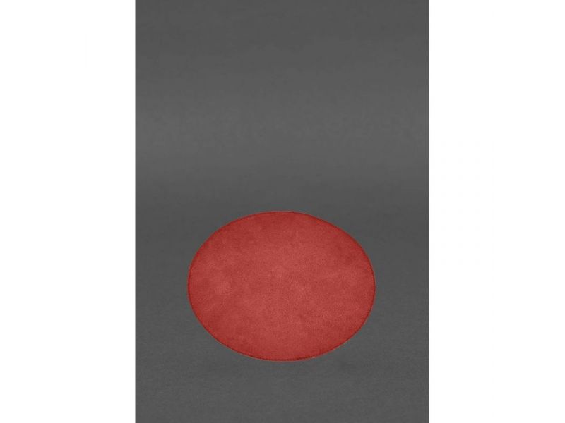 Круглый коврик для мышки из натуральной кожи красный краст, фото 4