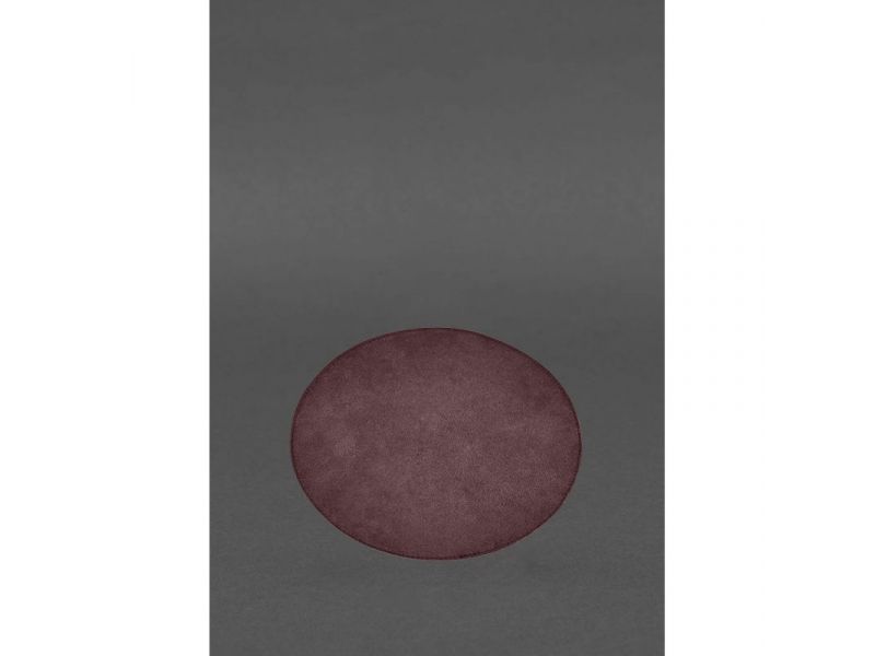 Круглый коврик для мышки из натуральной кожи бордовый краст, фото 4