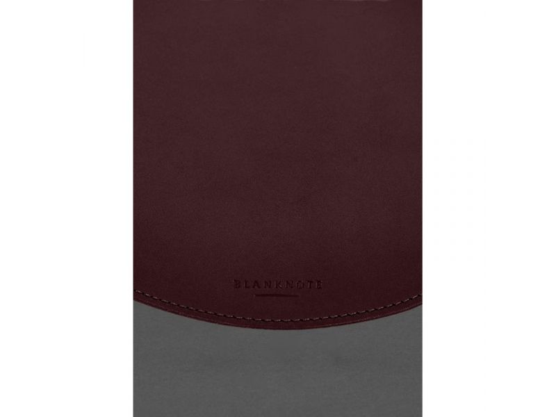 Круглый коврик для мышки из натуральной кожи бордовый краст, фото 5