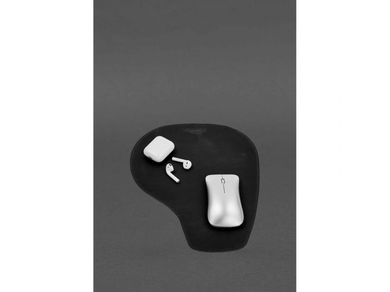 Коврик для мышки &amp;quot;Грушка&amp;quot; из натуральной кожи черный Crazy Horse, фото 1