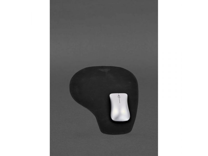 Коврик для мышки &amp;quot;Грушка&amp;quot; из натуральной кожи черный Crazy Horse, фото 3