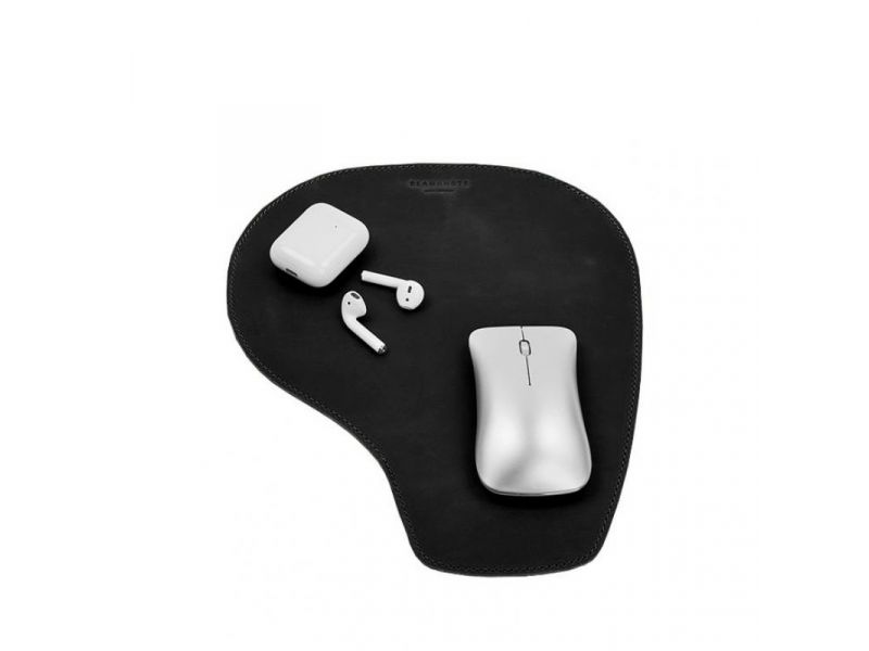 Коврик для мышки &amp;quot;Грушка&amp;quot; из натуральной кожи черный Crazy Horse, фото 7