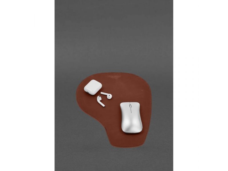 Коврик для мышки &amp;quot;Грушка&amp;quot; из натуральной кожи светло-коричневый Crazy Horse, фото 1