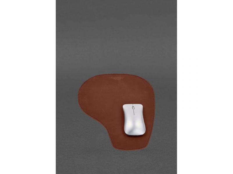 Коврик для мышки &amp;quot;Грушка&amp;quot; из натуральной кожи светло-коричневый Crazy Horse, фото 3