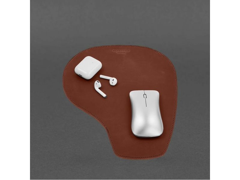 Коврик для мышки &amp;quot;Грушка&amp;quot; из натуральной кожи светло-коричневый Crazy Horse, фото 6