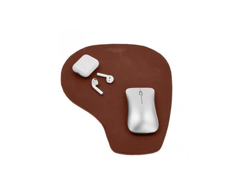 Коврик для мышки &amp;quot;Грушка&amp;quot; из натуральной кожи светло-коричневый Crazy Horse, фото 7