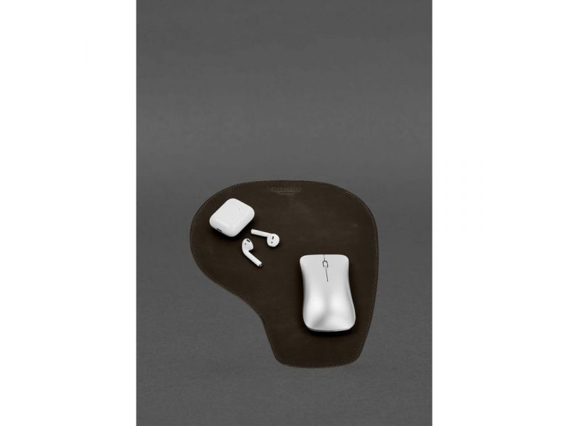 Коврик для мышки &amp;quot;Грушка&amp;quot; из натуральной кожи темно-коричневый Crazy Horse, фото 1