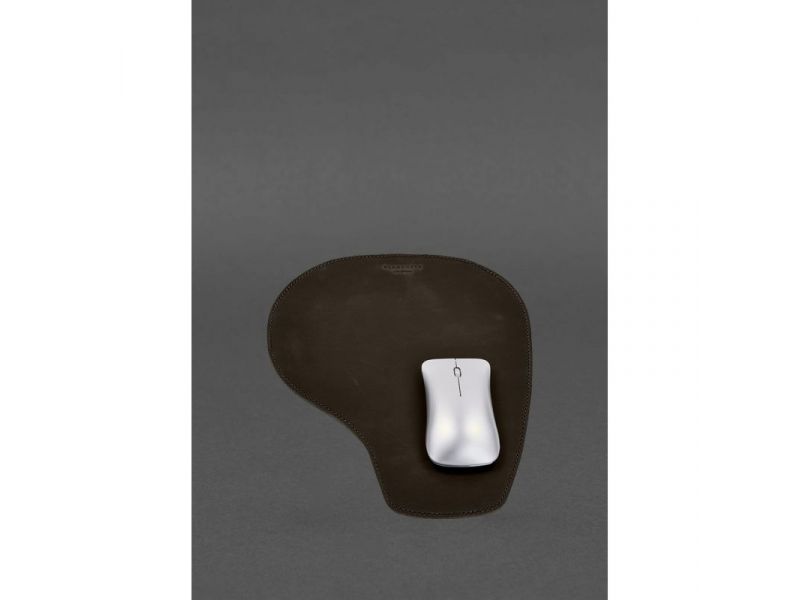Коврик для мышки &amp;quot;Грушка&amp;quot; из натуральной кожи темно-коричневый Crazy Horse, фото 3