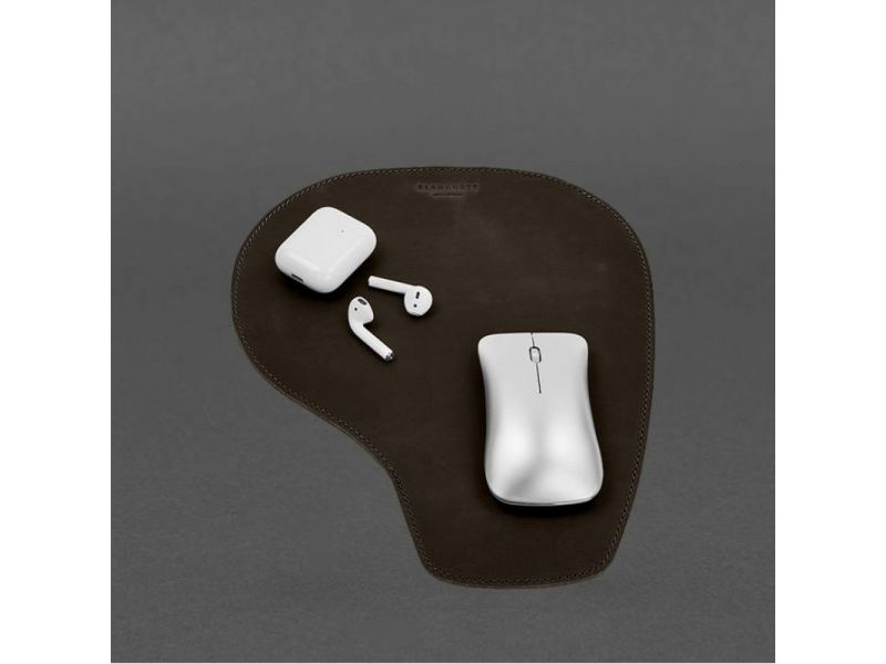 Коврик для мышки &amp;quot;Грушка&amp;quot; из натуральной кожи темно-коричневый Crazy Horse, фото 6