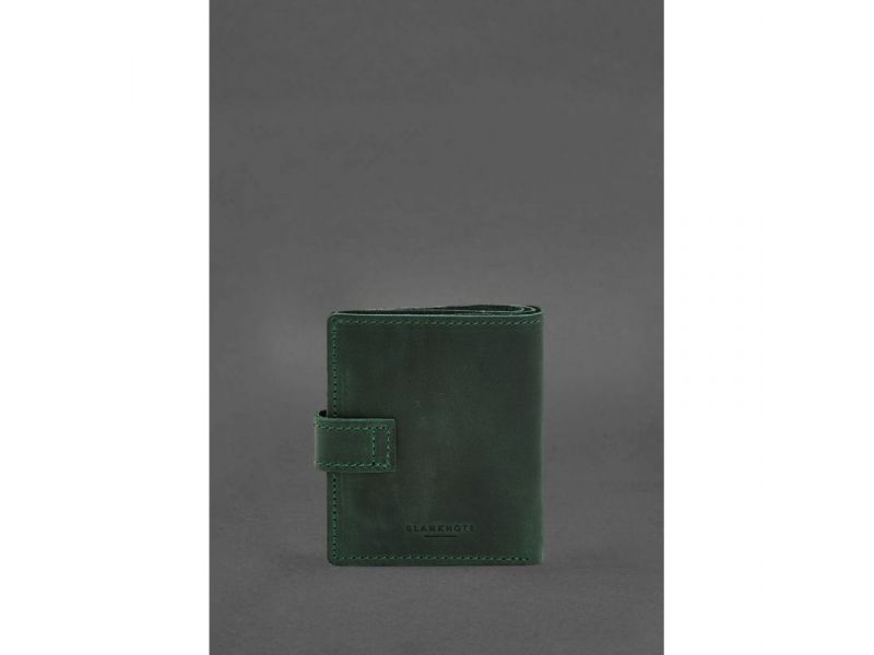 Кожаная обложка-портмоне для удостоверения офицера с карманом для жетона 11.1 зеленая Crazy Horse, фото 5