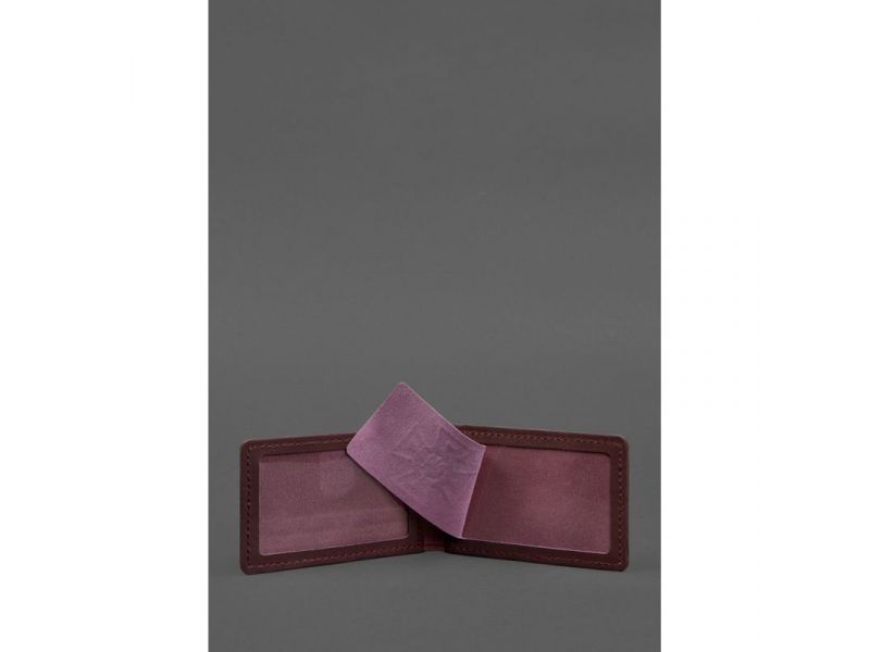 Кожаная обложка на удостоверение ДСНС с карманом бордовая, фото 3