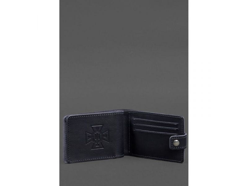 Кожаная обложка-портмоне на удостоверение ДСНС темно-синяя, фото 3