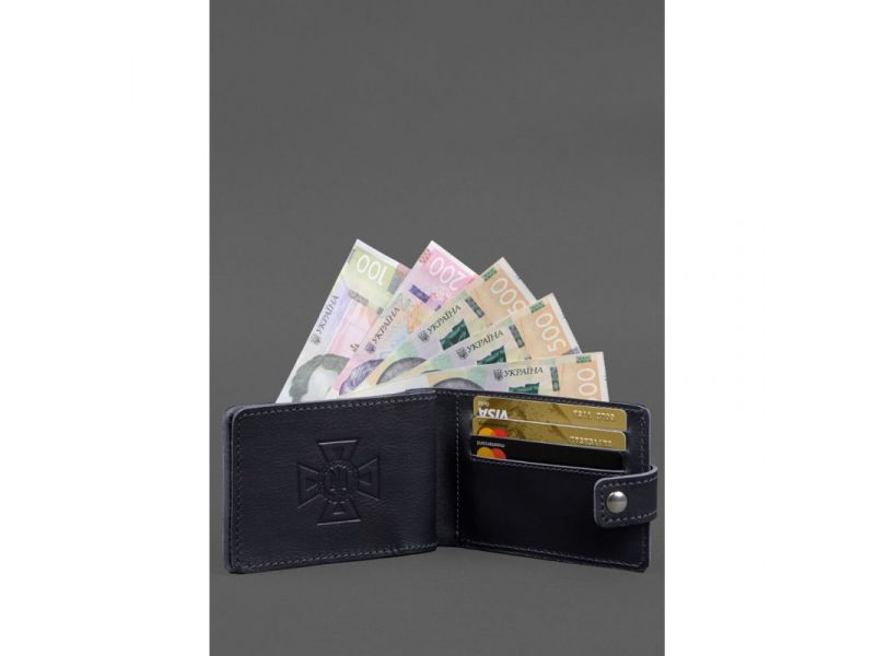 Кожаная обложка-портмоне на удостоверение ДСНС темно-синяя, фото 4