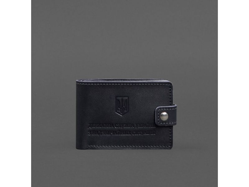 Кожаная обложка-портмоне на удостоверение ДСНС темно-синяя, фото 6