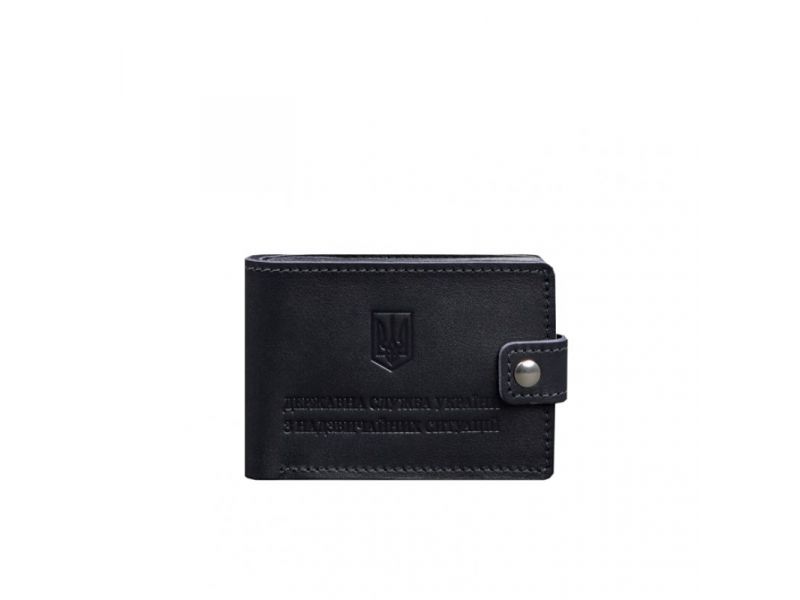 Кожаная обложка-портмоне на удостоверение ДСНС темно-синяя, фото 7