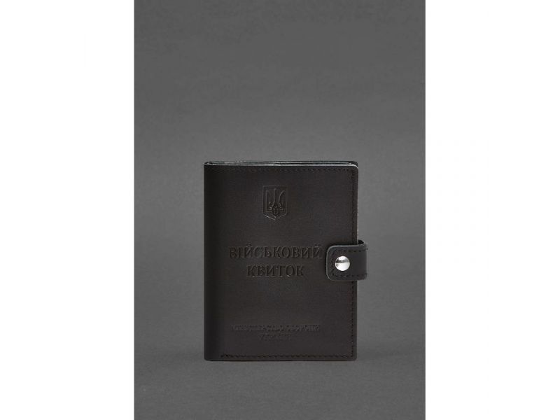 Кожаная обложка-портмоне для военного билета с карманом для жетона 15.1 Черная, фото 1
