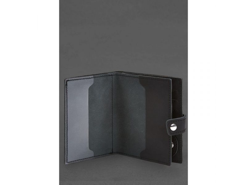 Кожаная обложка-портмоне для военного билета с карманом для жетона 15.1 Черная, фото 2