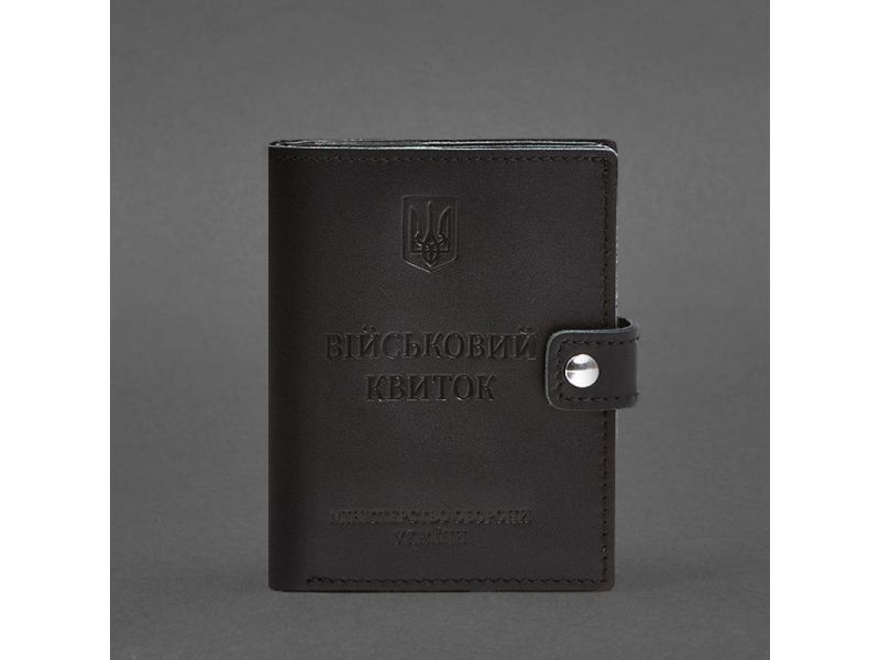 Кожаная обложка-портмоне для военного билета с карманом для жетона 15.1 Черная, фото 5