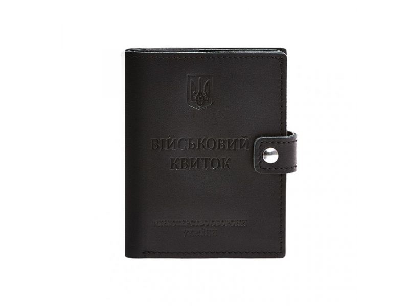 Кожаная обложка-портмоне для военного билета с карманом для жетона 15.1 Черная, фото 6
